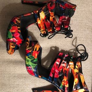Steve Madden floral lace up high heels